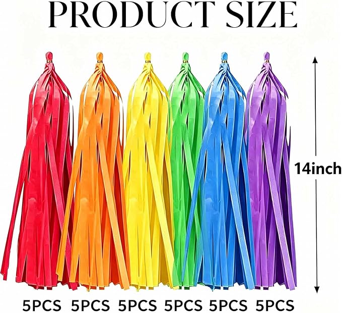 Rainbow Tissue Paper Tassels 30pcs, Adding Festive Whimsy to Any Celebration. - Image 2