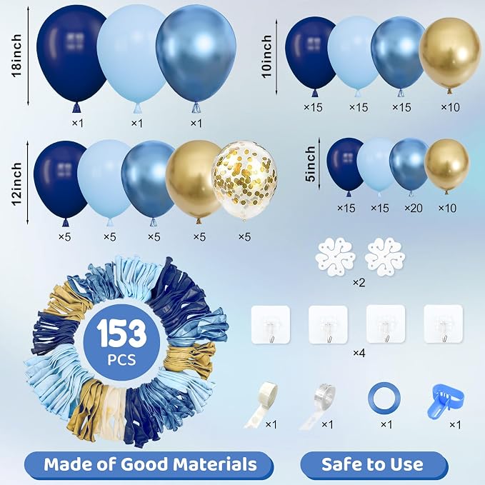Amandir 153pcs Navy Blue Gold Balloon Garland Arch Kit Different Sizes | 18 12 - Image 4