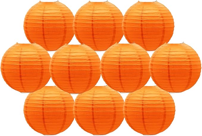 Orange Paper Lanterns Hanging Ceiling Chinese Round Lanterns by BARTHEW