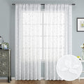 HOMEIDEAS White Sheer Curtains 2 Panels, Embroidered Vine Leaf, W52 x L96 | by HOMEIDEAS