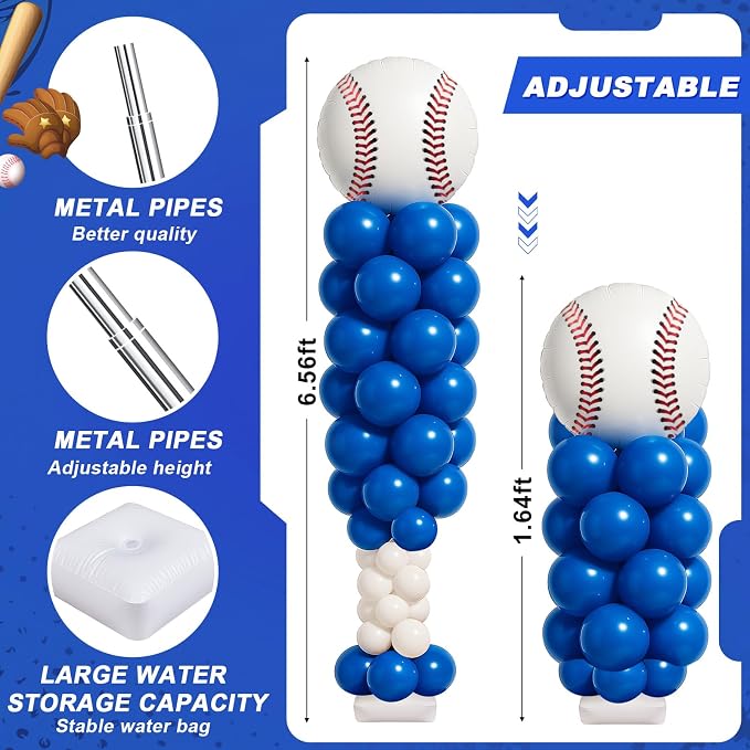 Gejoy 2 Sets Baseball Balloon Column Stand Kit - Image 4
