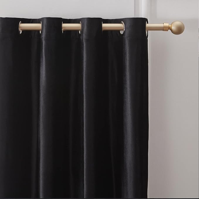 BULBUL Velvet Black Blackout Curtains 102 inch Long - Image 3