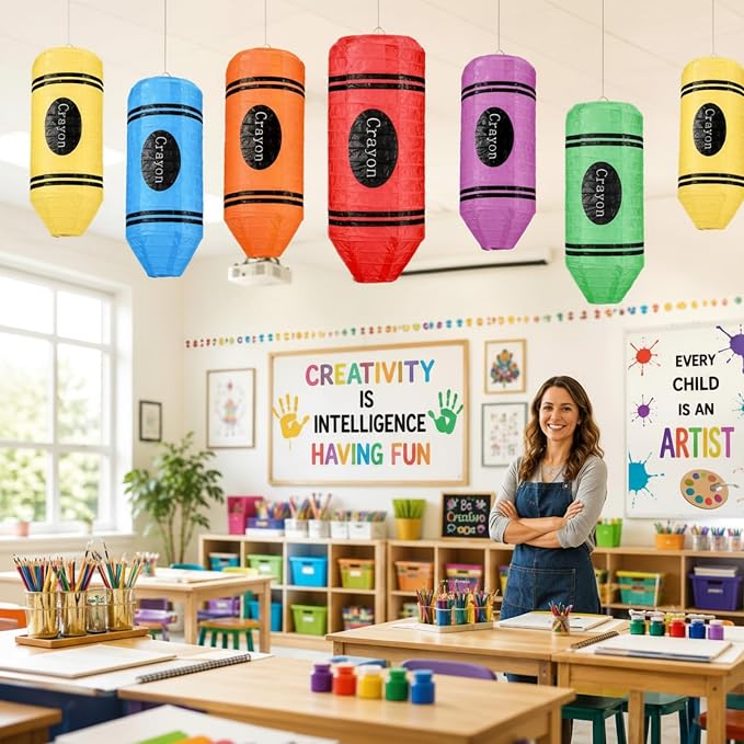 Retisee 12 Pcs Crayon Classroom Decor Colorful Paper Lanterns | Back to School - Image 6