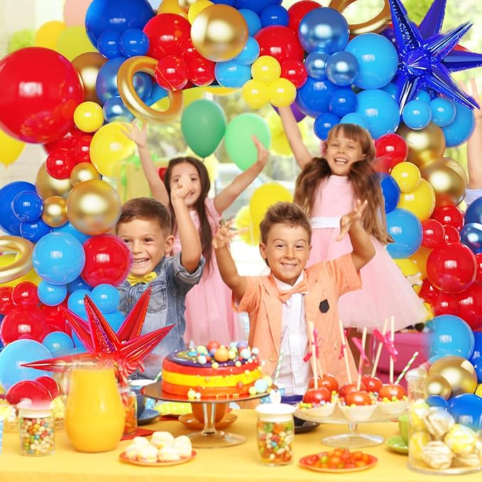 142 Pcs Red Blue Yellow Cartoon Hedgehog Balloon Arch Kit - Image 4