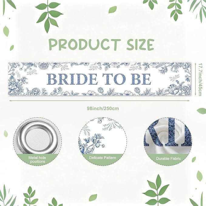 Blue Bride To Be Happily Ever After Bridal Shower Wedding Banner | Reusable - Image 2