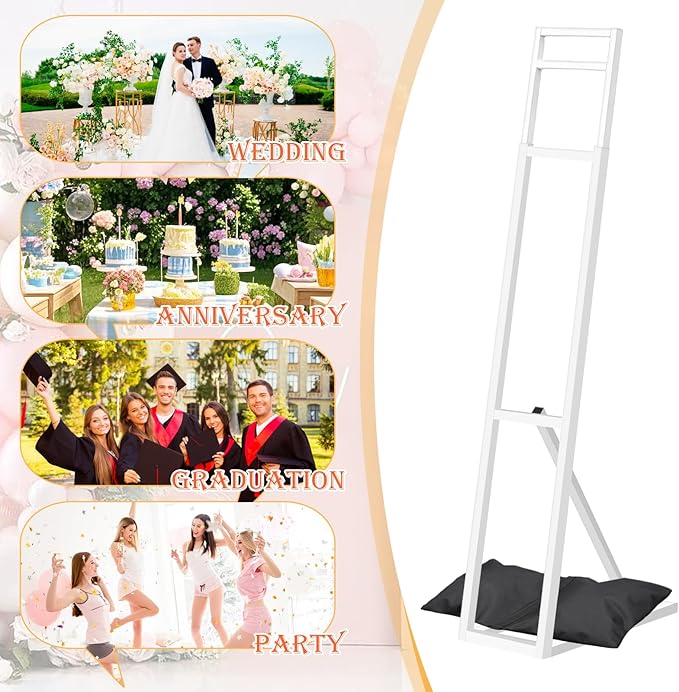 1 Pack White Wedding Backdrop Stand, Adjustable Metal Arch - Image 7