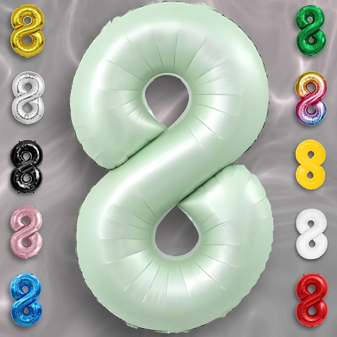Green Number Balloon 8 Mylar Foil Balloons 32 inch - Image 2
