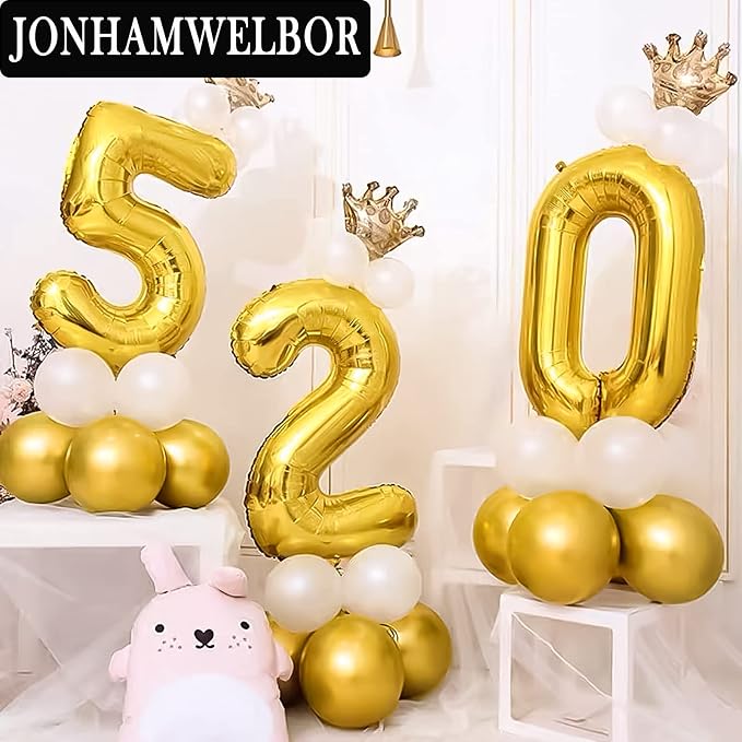 Jonhamwelbor 20 Number Balloons Gold Big Jumbo Giant Big Large Number 20 Foil - Image 4