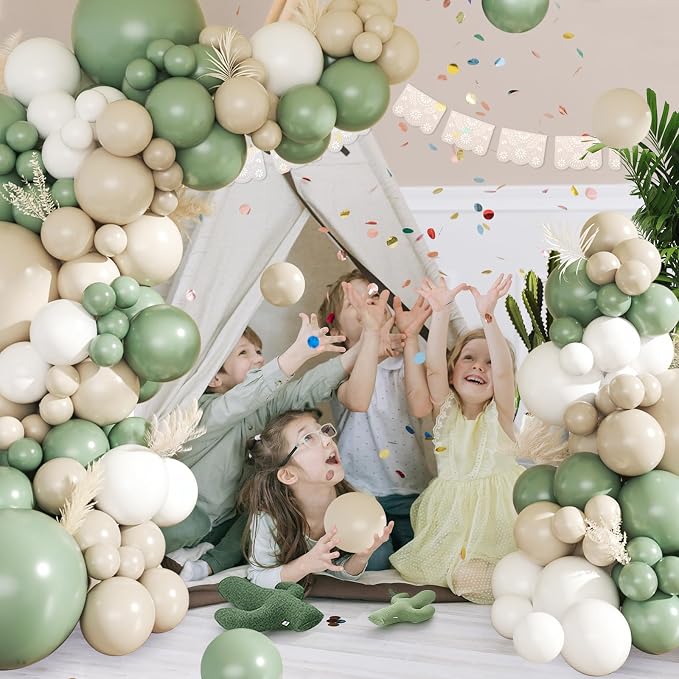 CROSSFINGERS Sage Green White Balloon Garland Arch Kit - Image 7