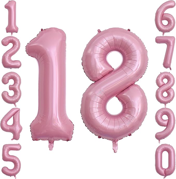 Pearlescent Pink Number 18 Balloon 40 Inch, Shiny Foil by Unknown