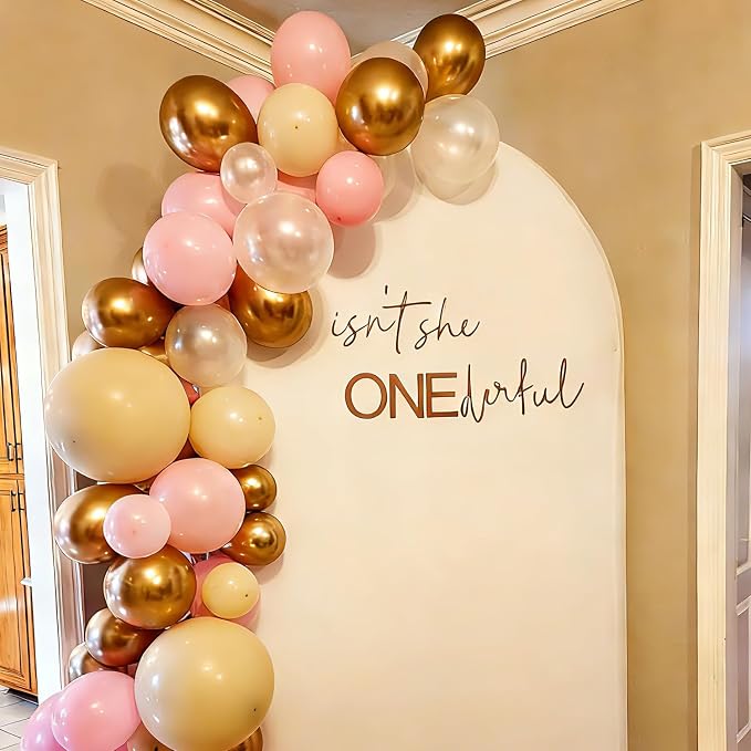 Pink White and Gold Balloon Arch Kit 144 Pcs | Boho Birthday Sweet 16 Bridal - Image 2
