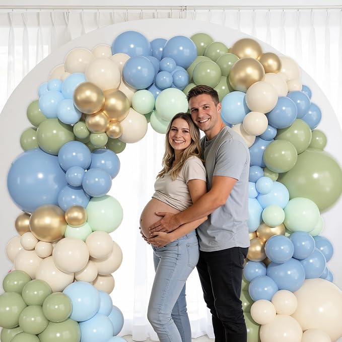 157Pcs Sage Green Blue Balloons Garland Arch Kit Different Size | Dusty Blue - Image 5
