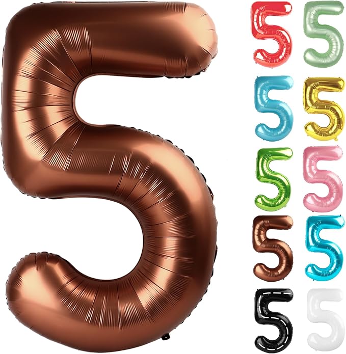 Coffee Brown Number 5 Balloon 40 Inch by IWERP