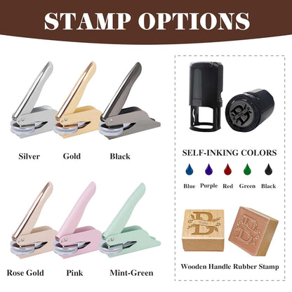 Book Embosser Custom Embosser Stamp with Your Name or Design Personalized Library Embosser Stamp Customized Books Business Cards Paper Documents Notebooks etc. (15)