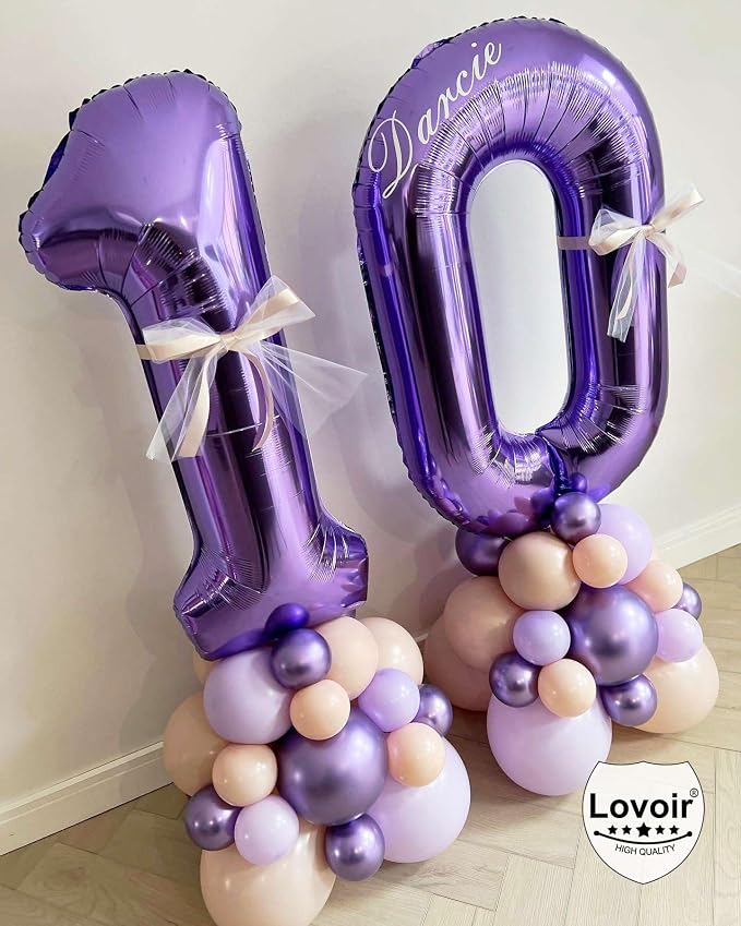 Purple 15 Number Balloons, 40 Inch Giant Number 15 Balloons Foil Mylar Helium - Image 7
