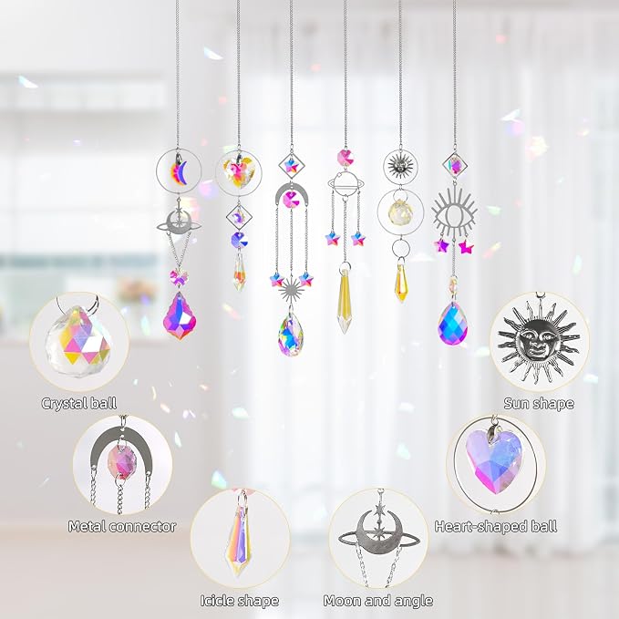Sun Catchers 6Pieces Colorful Crystals Suncatcher - Image 4