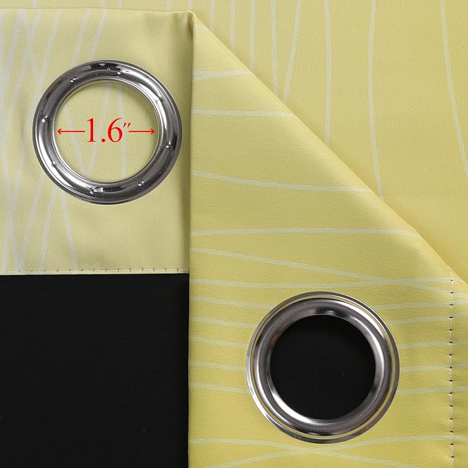 Black and Yellow Blackout Curtains 45 Inch Length, Full Light Blocking Gradient - Image 7