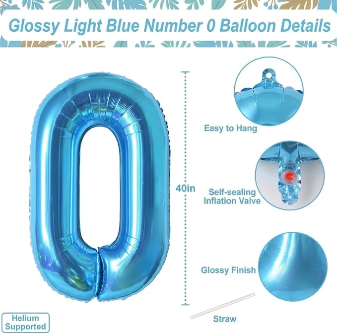 Shiny Light Blue Foil Number 20 Balloon, Radiant 20s Decade Party Decor and - Image 4