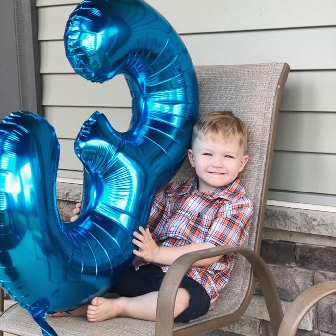 Blue Number 70 Balloons, 40 Inch Large Blue Foil Number 7 & 0 Balloons - Image 3