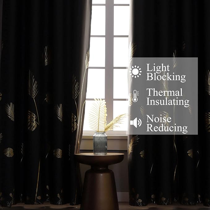 Dark Grey and Gold Blackout Curtains - Image 6