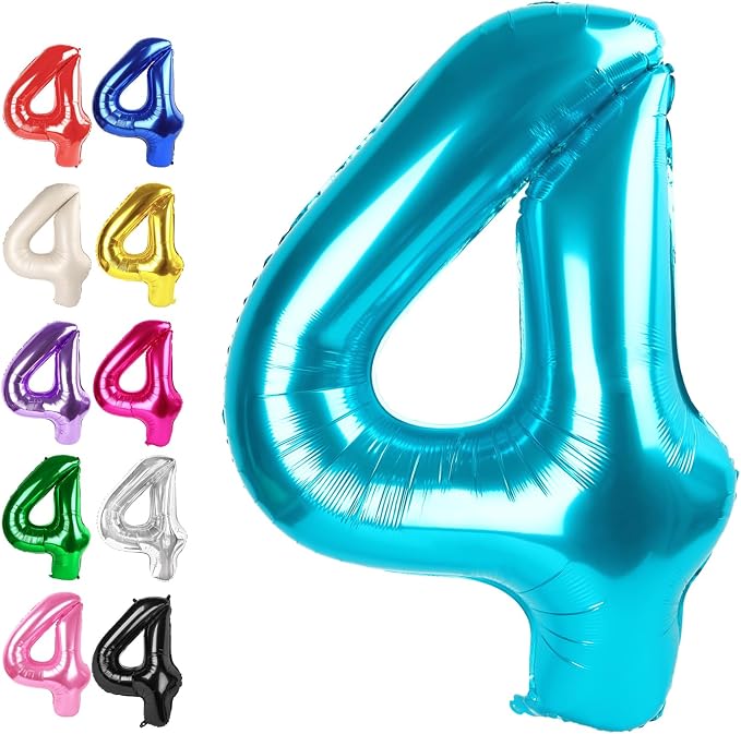 Blue Number 4 Balloon 40 inch, Balloon numbers party supplies, deco photo shoot by Upgesy