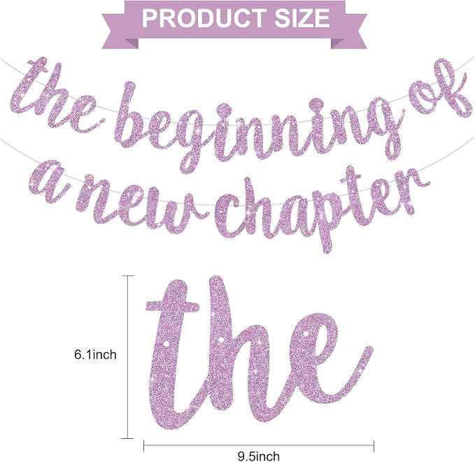 BEISHIDA Light Purple Pre-Strung The Beginning of A New Chapter Banner | Glitter - Image 3