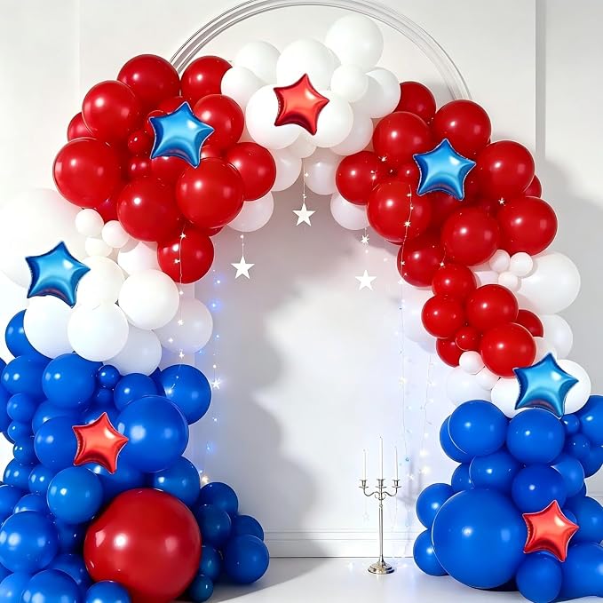 Red White Blue Balloon Garland Arch Kit 160Pcs | Red White Blue Latex Balloons - Image 4