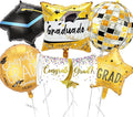 6PCS Graduation Foil Balloons, Large Congrats Grad Cap Balloon Set, by BIAPIAN