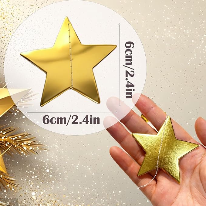 105 Feet Gold Star Garland, 8 Strands Glitter Paper Star String, 2.4 Inch - Image 6