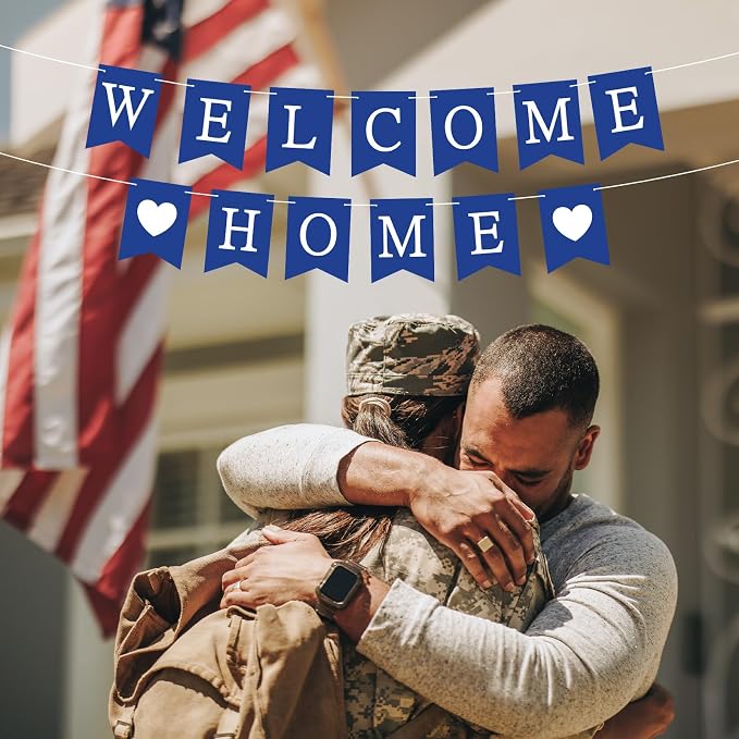 Yeaqee Welcome Home Banner Welcome Back Home Decorations 2 Hearts Sign - Image 5