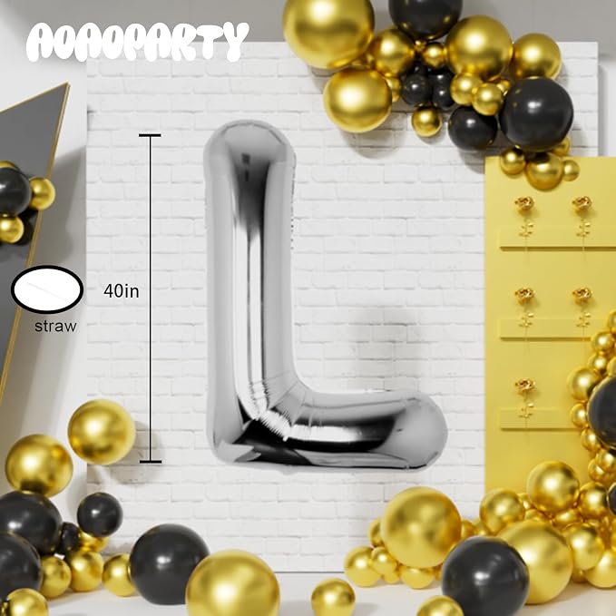 Letter Balloons Silver 40 Inch L Large Big Foil Mylar Balloon | - Image 6