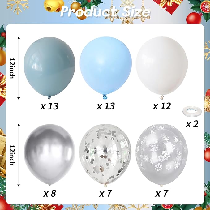 Baby Blue White Winter Wonderland Balloons - Image 2