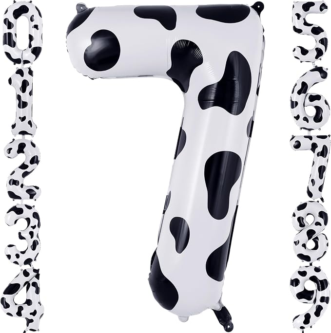 Cow Print Number 7 Balloon, Large 40 Inch Cow Number Birthday Balloons by AIQINHU