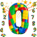 32 Inch Stackable Block Number Balloon – Colorful Brick Building Themed Big by Unknown