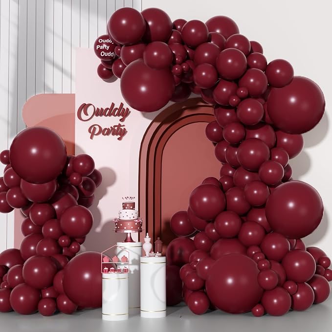 Ouddy Party 129Pcs Burgundy Balloons Different Sizes 18 12 10 5 Inch | 6Pcs 18” by OuddyParty