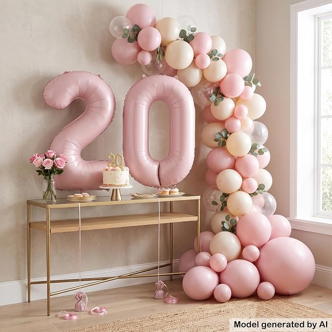 40" Light Pink Foil Number 20 Balloon - Image 4