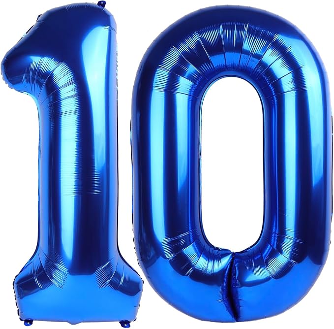 Number 10 Balloons 40 Inch for 10 100 Birthday Party Decorations, Dark Blue | by Mluchee