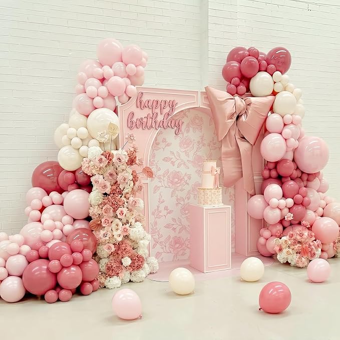 Dusty Pink Balloons, 12 Inch Boho Pastel Light Pink and White Balloons - Image 8