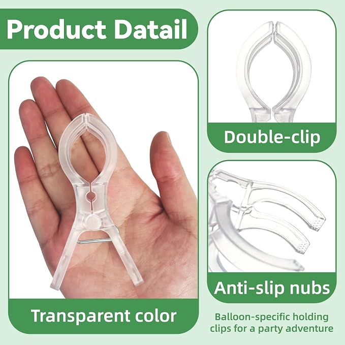 14 Pack Clear Balloon Arch Clips, 3.5" Plastic Transparent Clamps Heavy Duty - Image 3