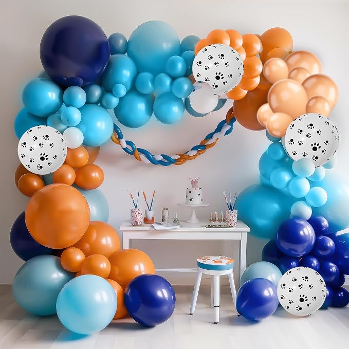 Orange Blue Beige Balloons Garland Kit - Image 5