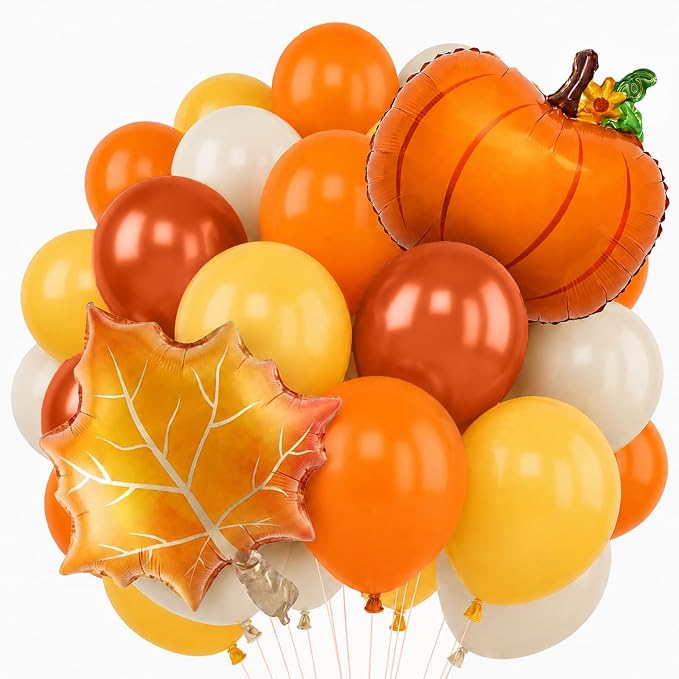 Fall Balloons 12Inch Burnt Orange Mustard Yellow Beige Thanksgiving Balloon | by TAOYE