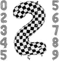 40 Inch Checkered Number 2 Balloon, Large Black and White Foil Number Balloon by Unknown
