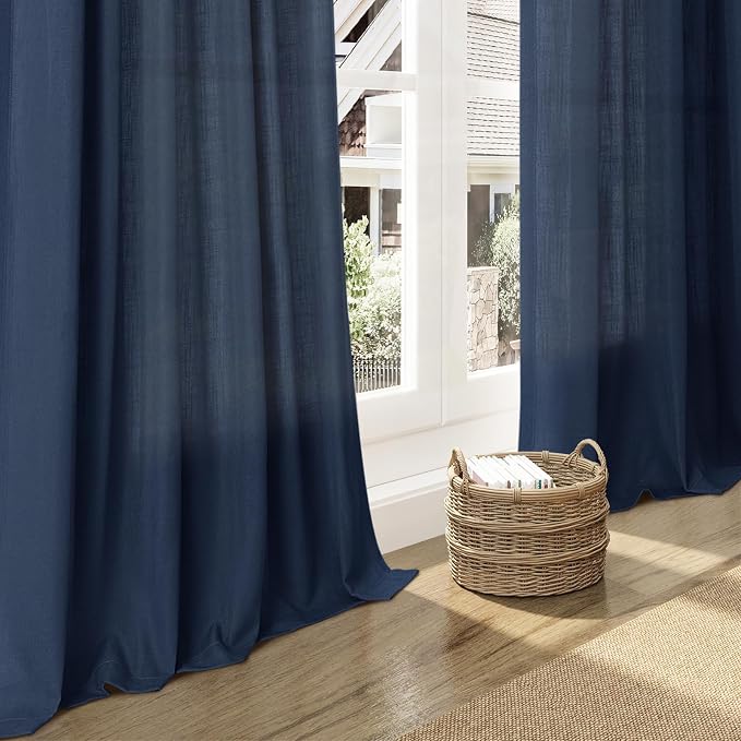 Denim Blue Linen Curtains 72 Inch Length - Image 6