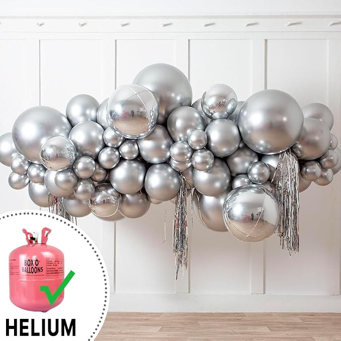 PartyWoo Metallic Silver Balloons 4pcs Chrome Silver Color 36 Inch | Balloons - Image 4