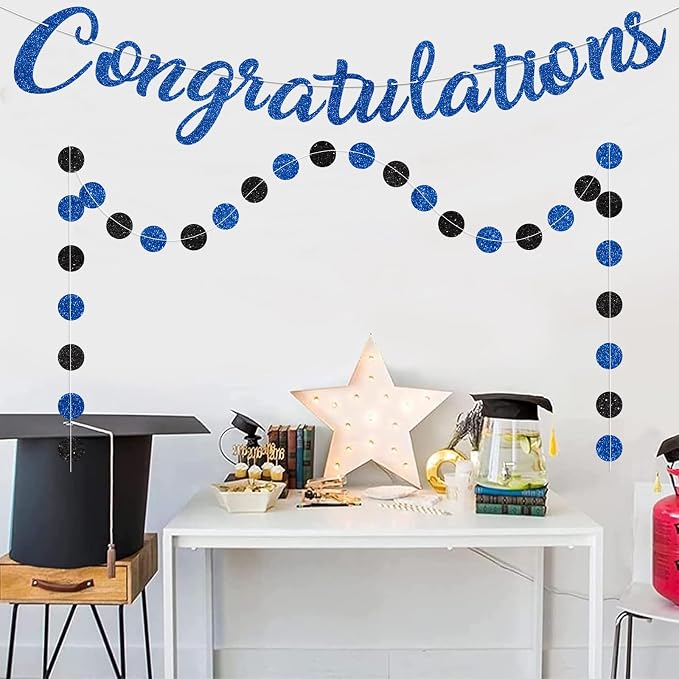Blue Congratulations Banner Sign Prestrung Congrats Banner Garland - Image 6