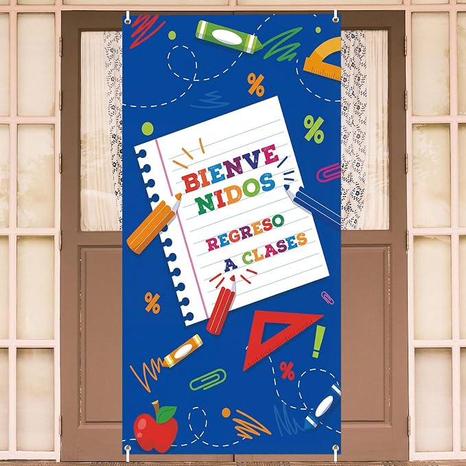 HunnmingRe Bienvenidos Regreso a Clases Banner Regreso a Clases Door Decor Back by HunnmingRe