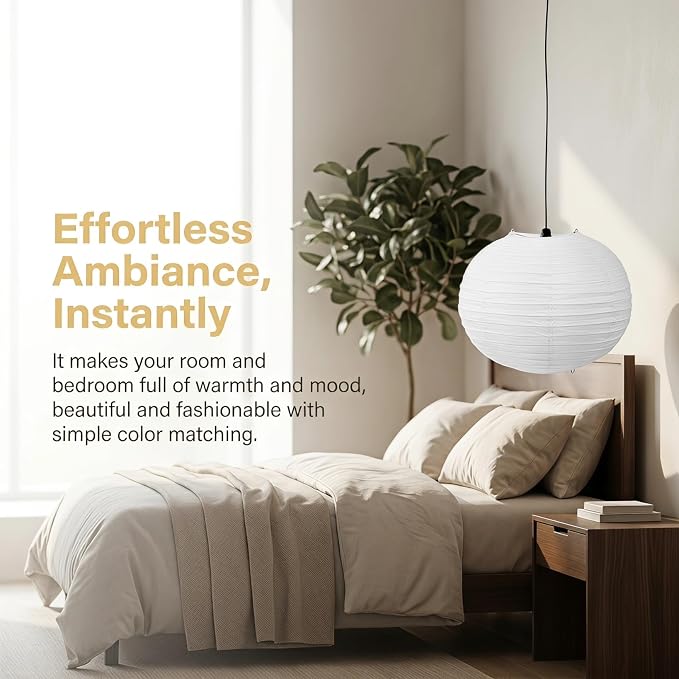 DOITOOL Round White Paper Lanterns 12 inch, Decorative Chinese/Japanese Hanging - Image 8