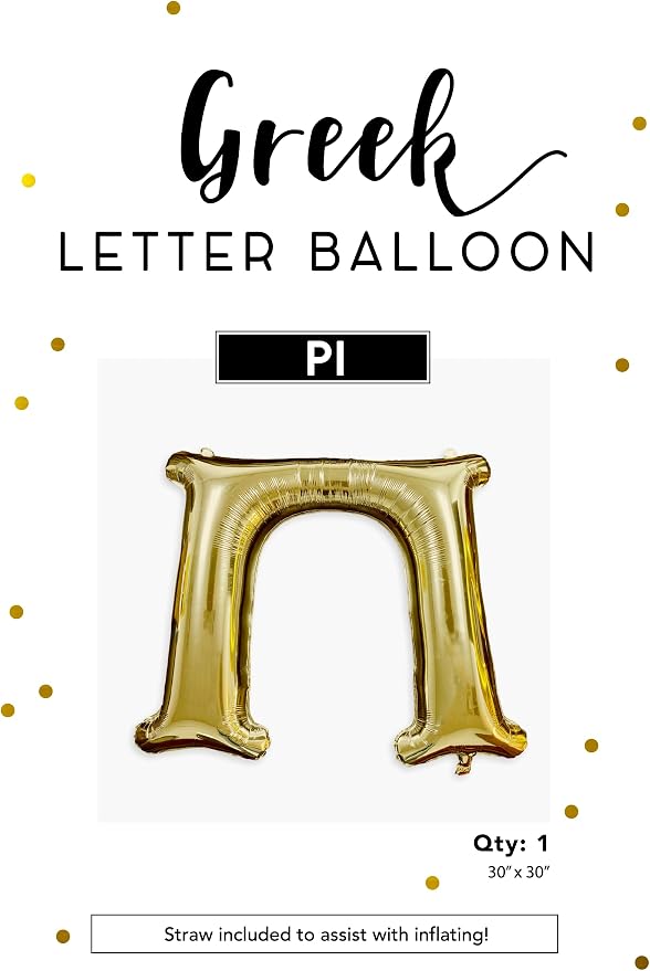 Pi - Greek Letter Balloon - Large 30" x 30" Gold Foil Balloon - Image 2