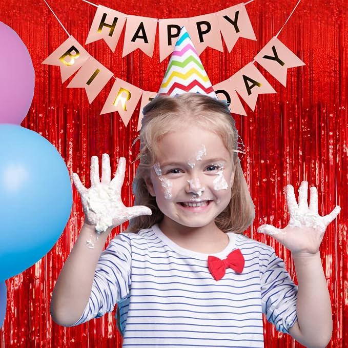 20 Pack Red Streamers Party Backdrop Christmas Decorations Foil Fringe Backdrop - Image 3