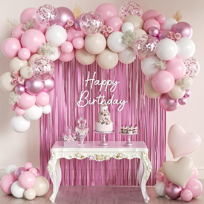 157Pcs Pink and White Balloons Garland Arch Kit by MEBAY